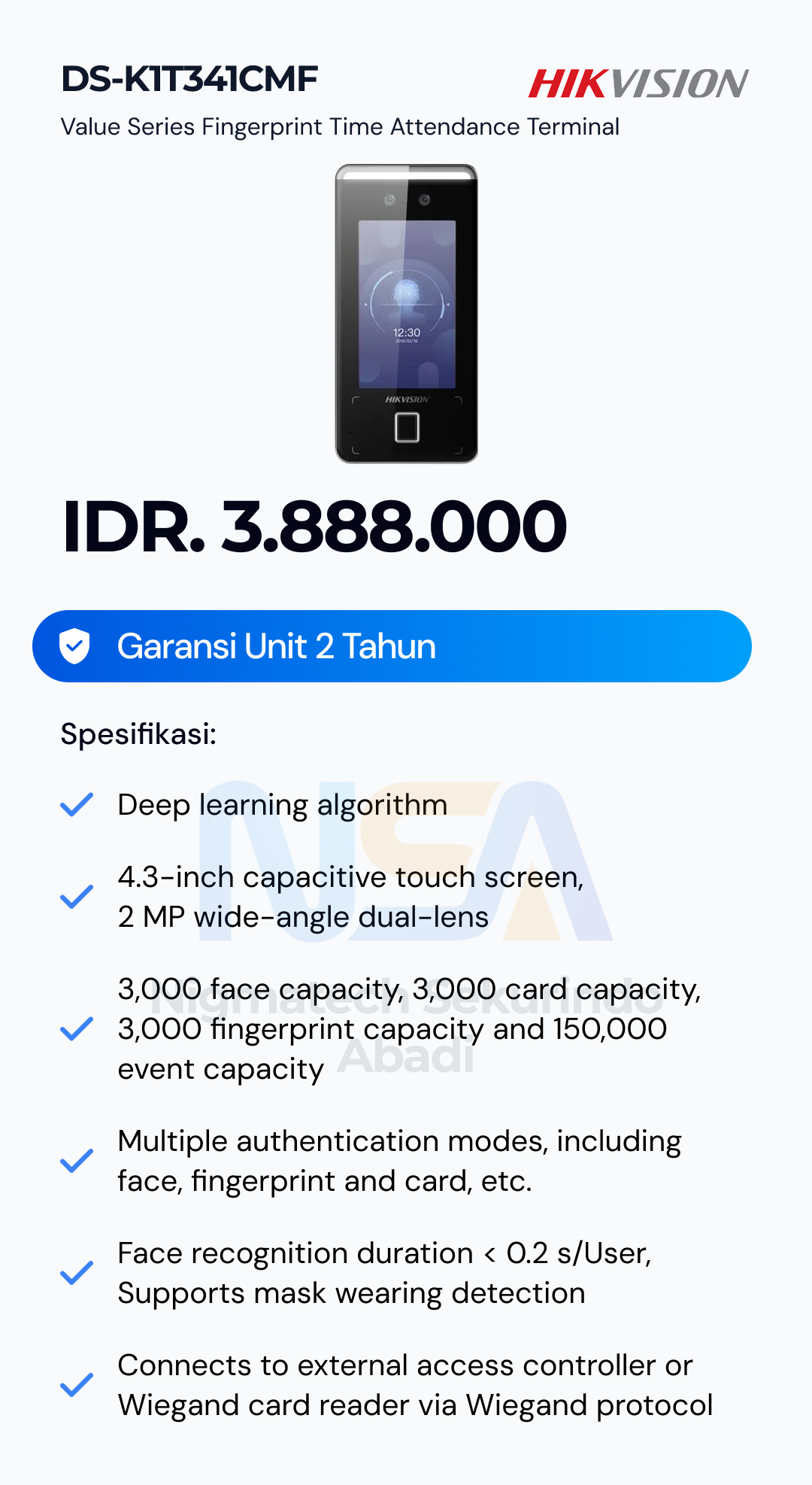 Paket CCTV Hikvision Access Finger Print