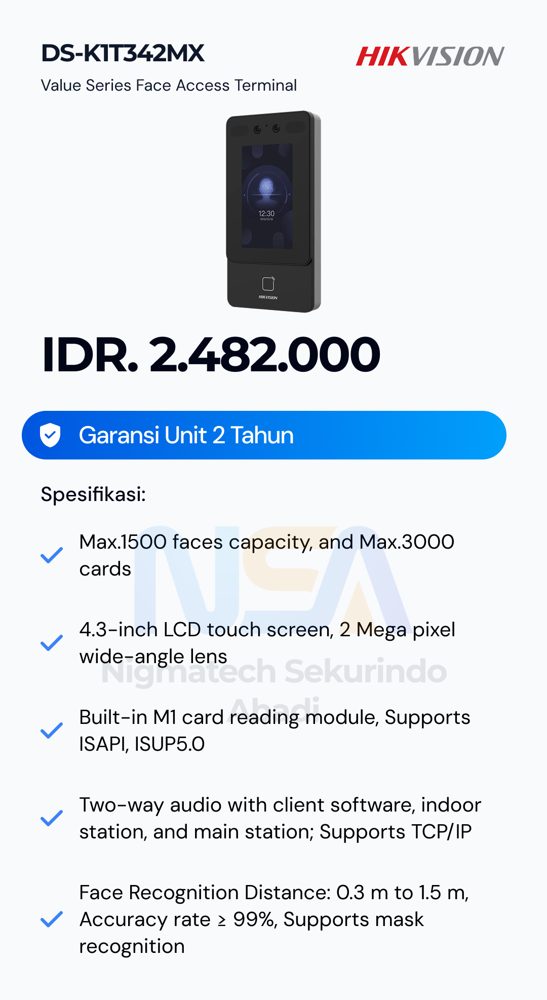 Paket CCTV Hikvision Access Finger Print