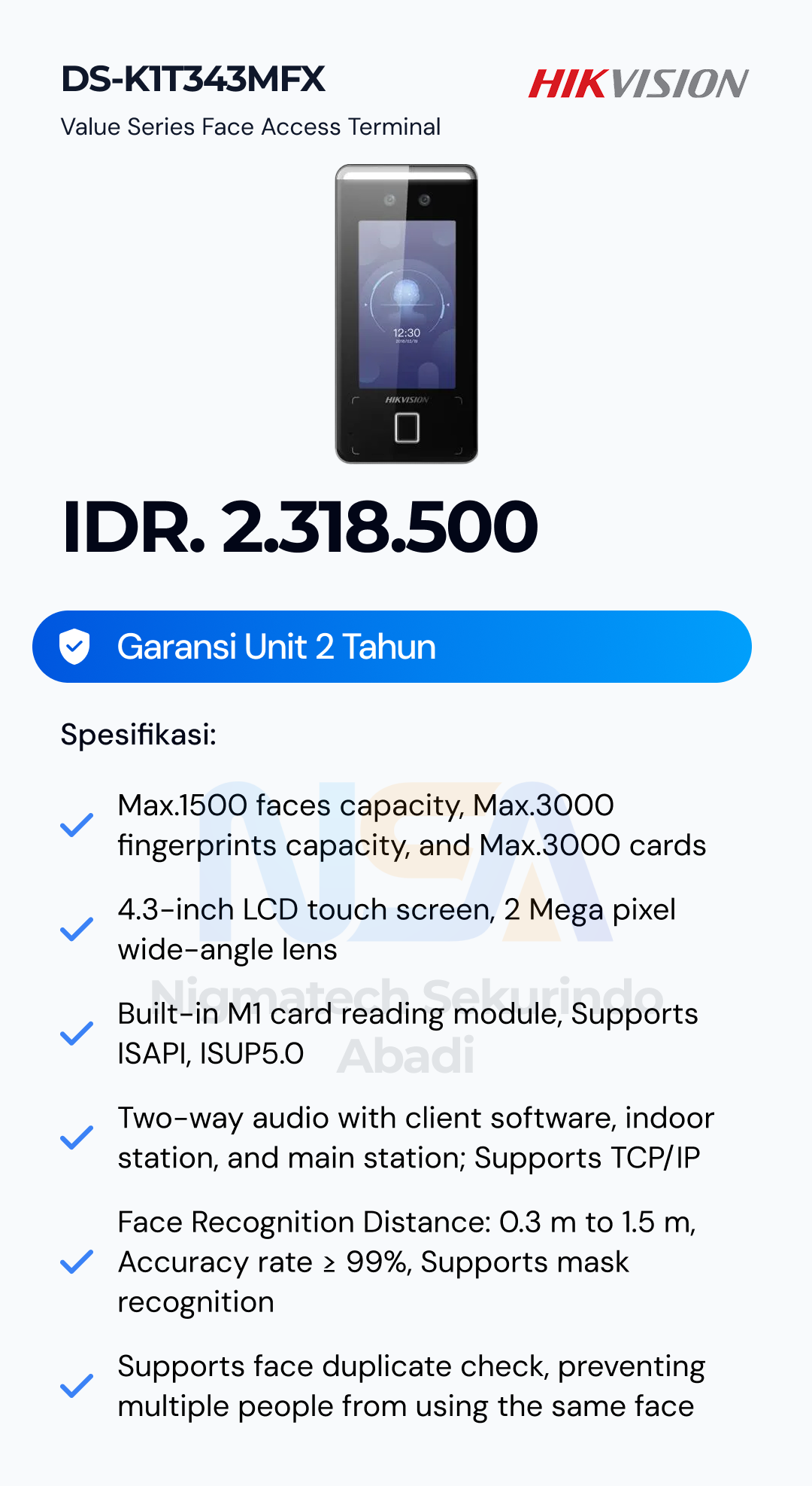 Paket CCTV Hikvision Access Finger Print