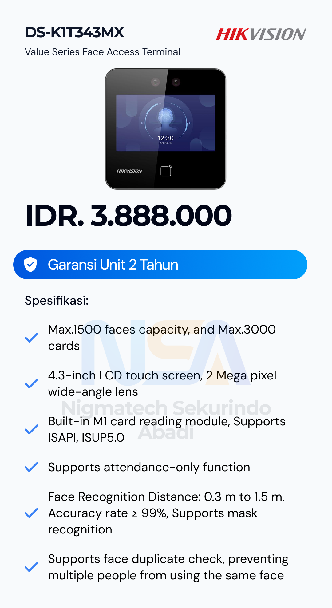 Paket CCTV Hikvision Access Finger Print