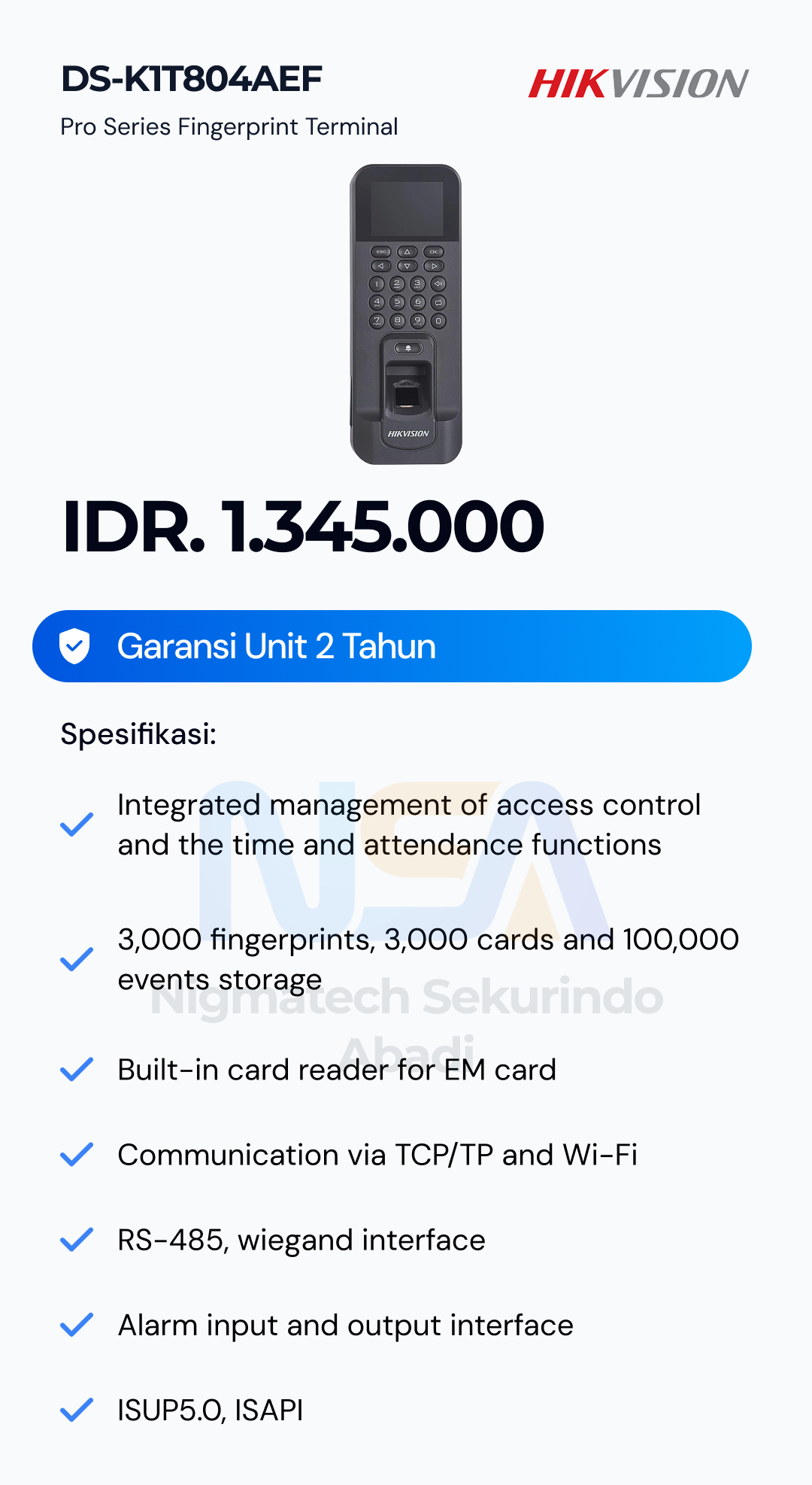Paket CCTV Hikvision Access Finger Print