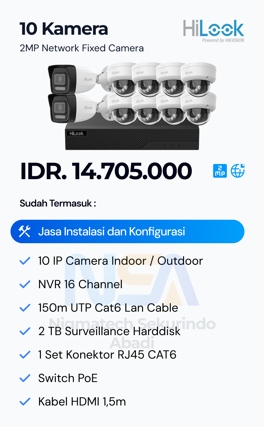 Paket CCTV HiLook 2 Kamera