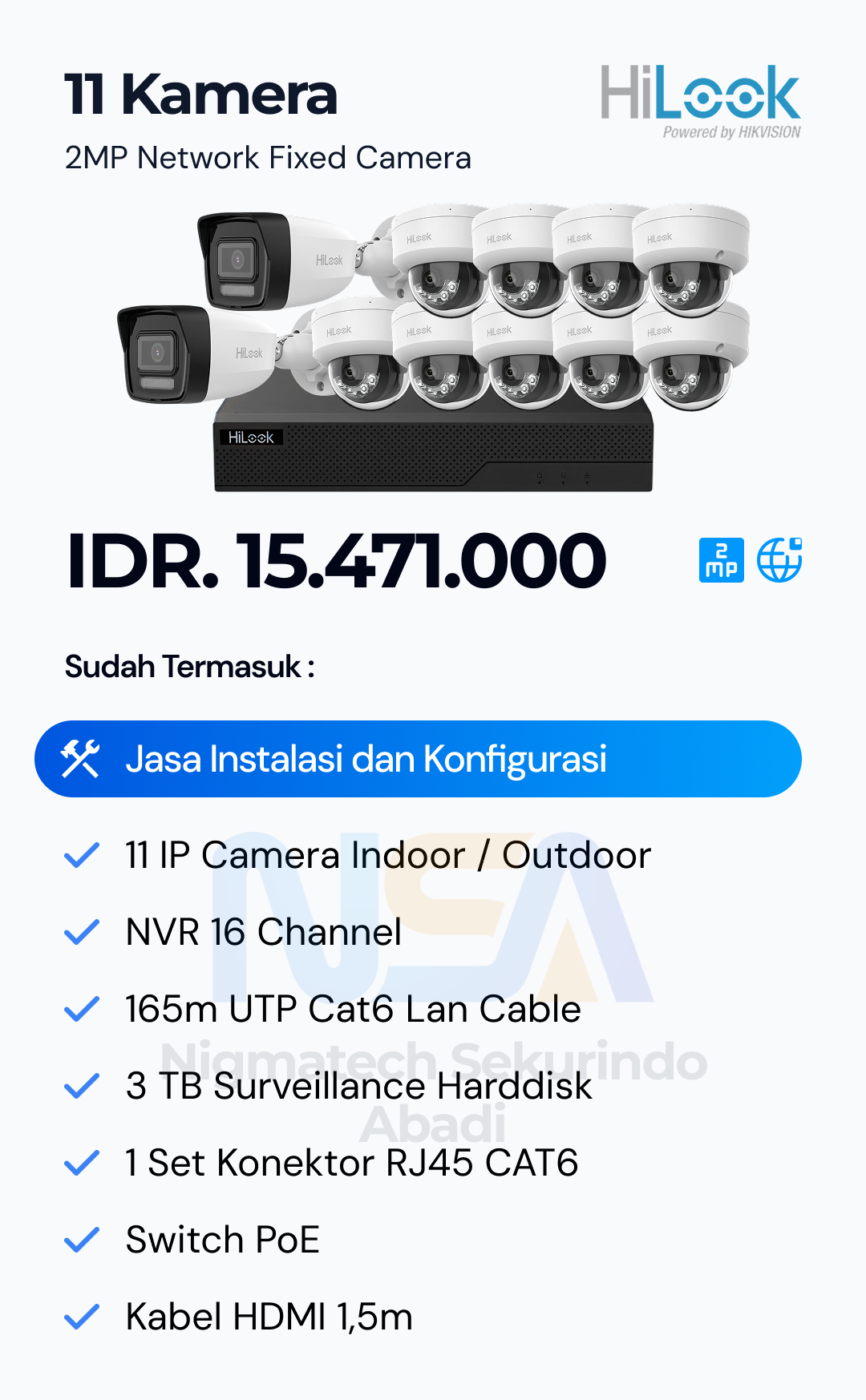 Paket CCTV HiLook 2 Kamera