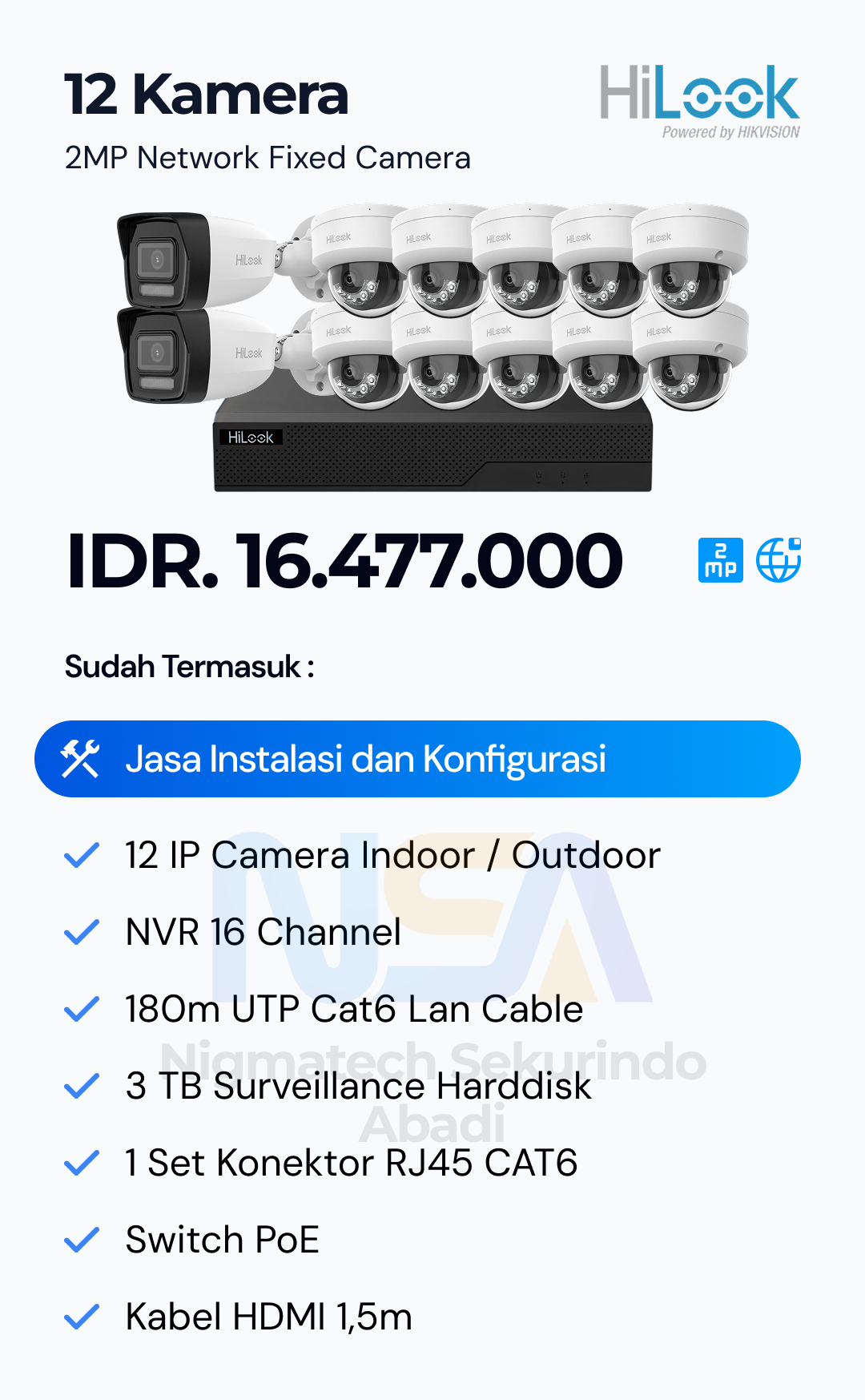 Paket CCTV HiLook 2 Kamera