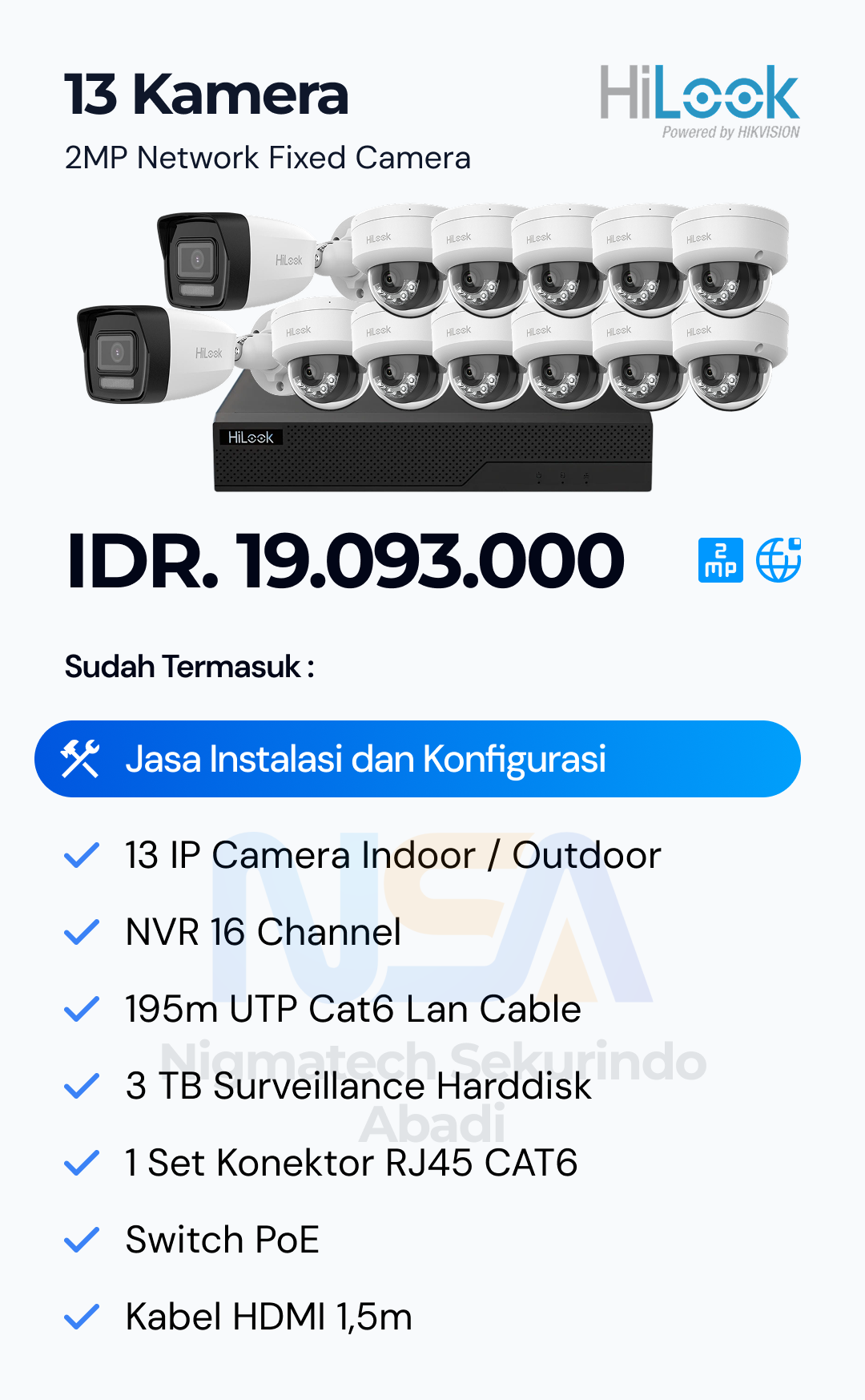 Paket CCTV HiLook 2 Kamera