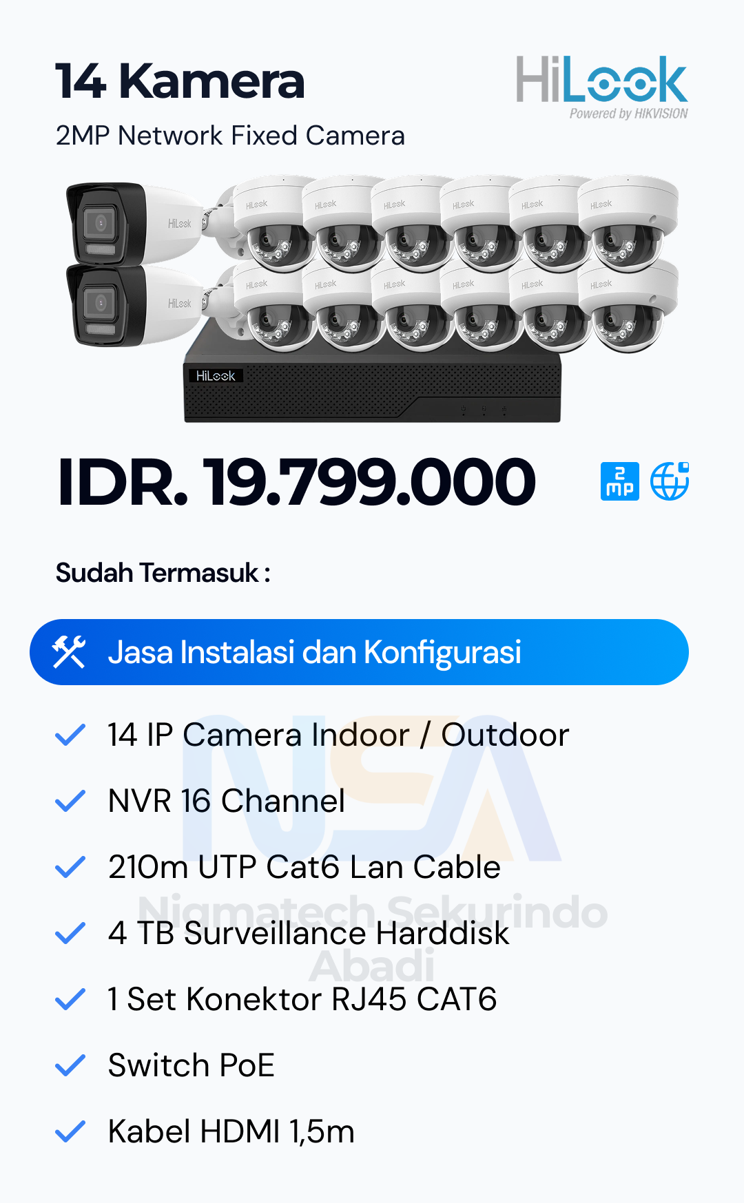 Paket CCTV HiLook 2 Kamera