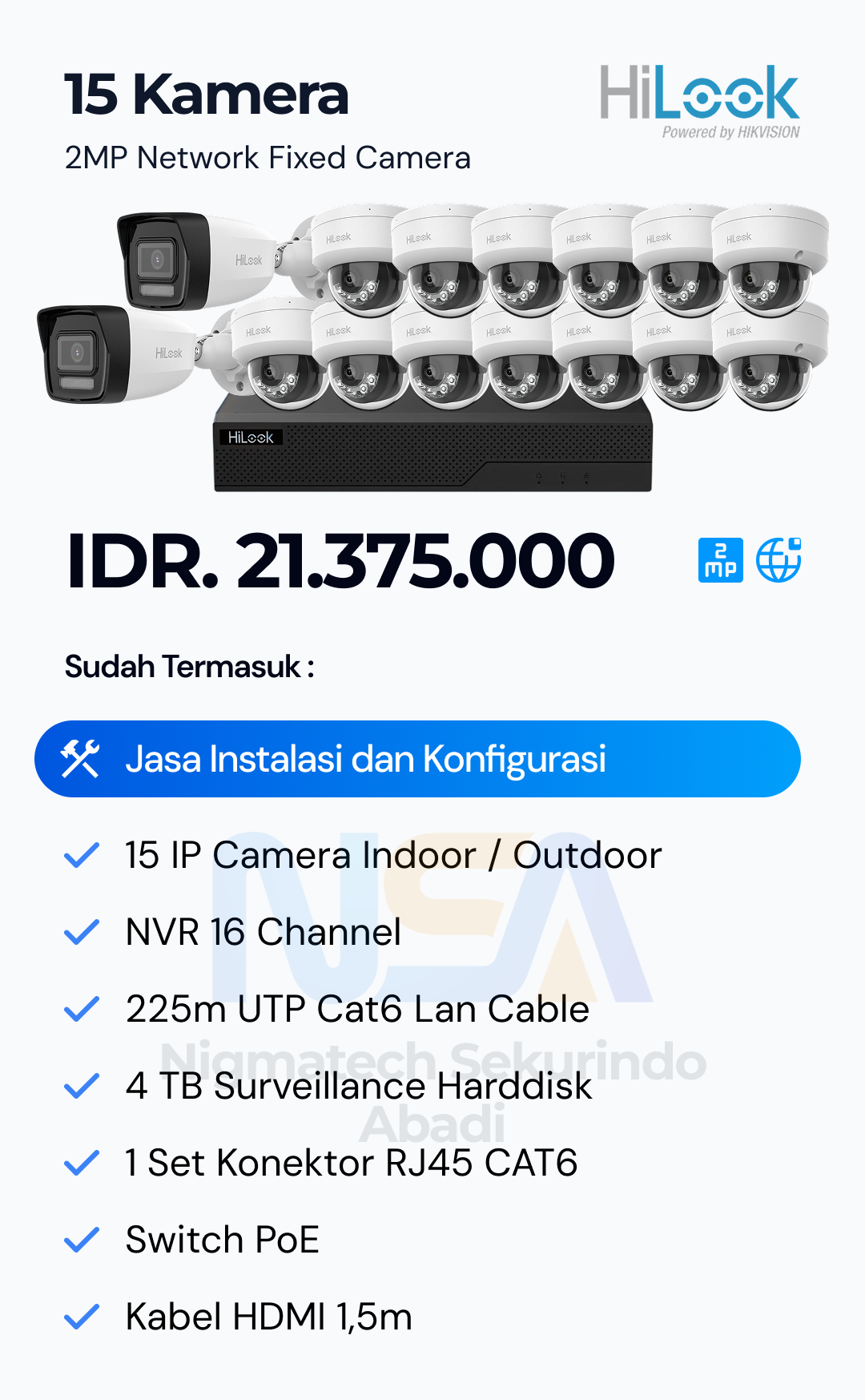 Paket CCTV HiLook 2 Kamera