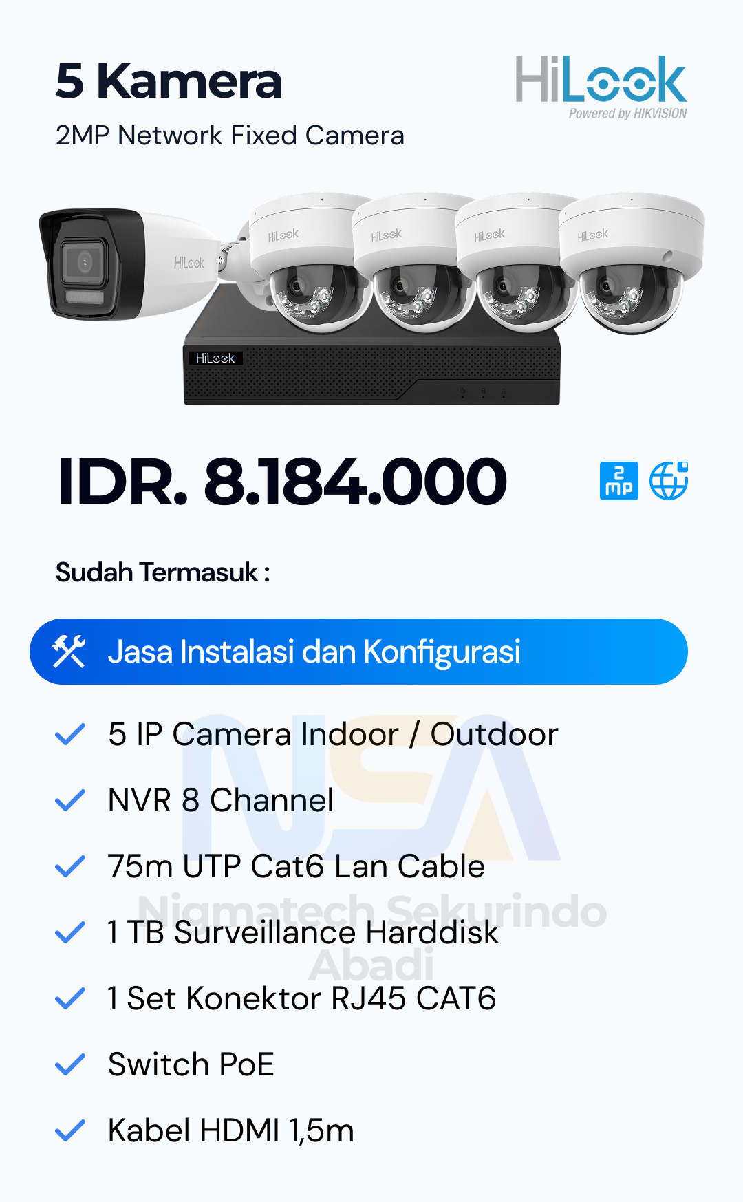 Paket CCTV HiLook 2 Kamera