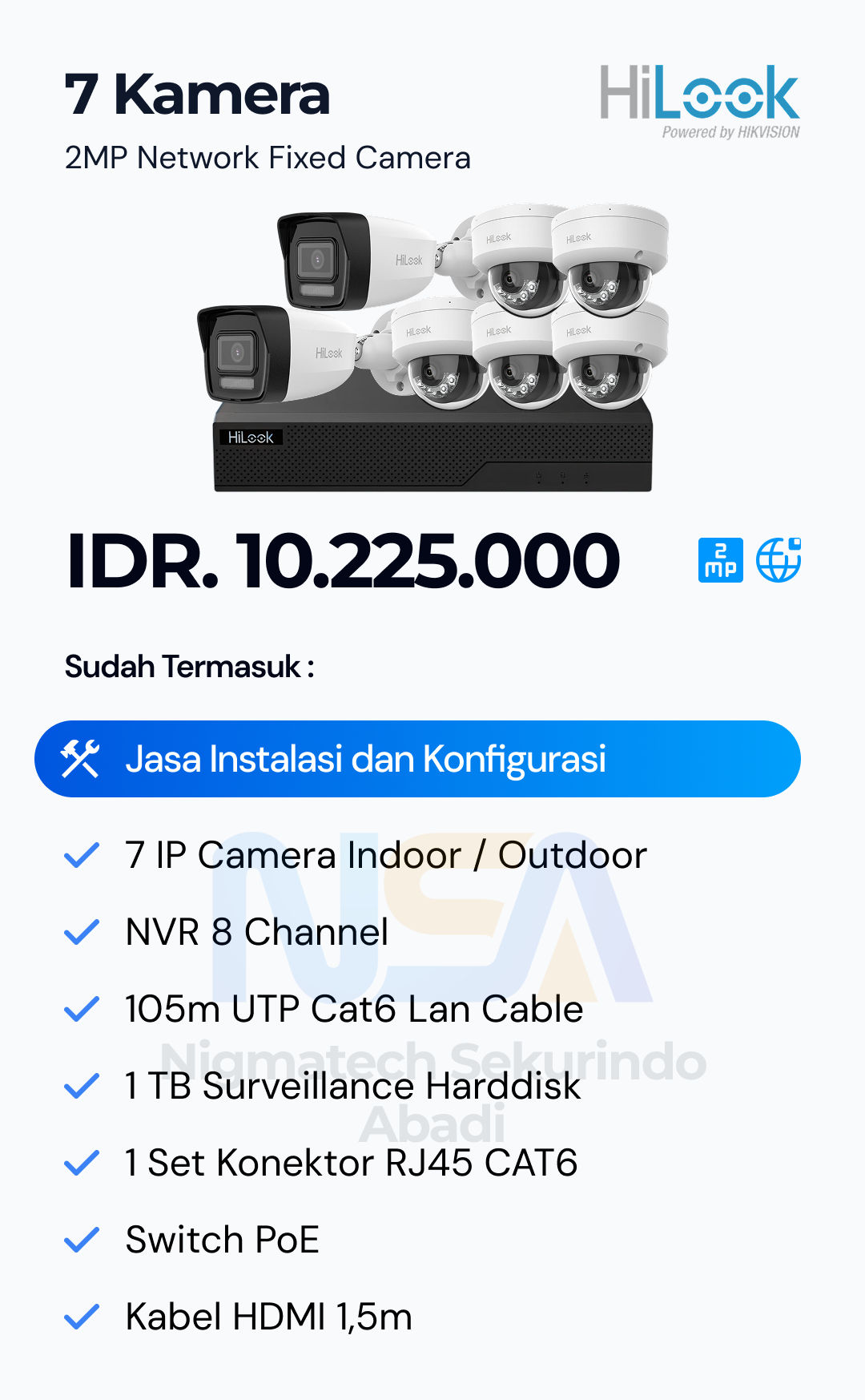 Paket CCTV HiLook 2 Kamera