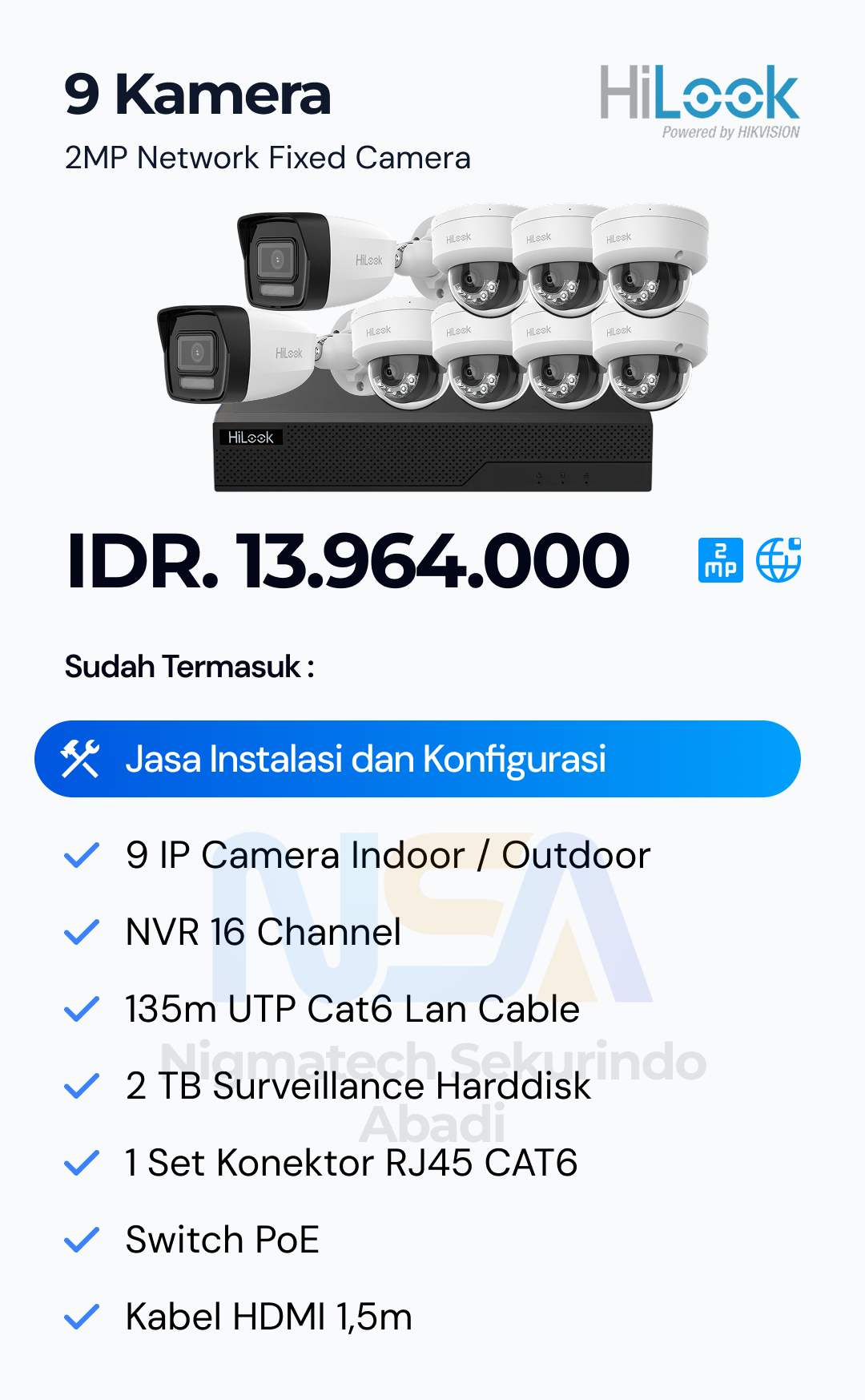 Paket CCTV HiLook 2 Kamera