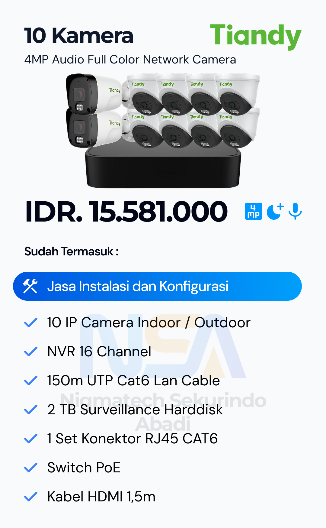 Paket CCTV Tiandy Audio Color