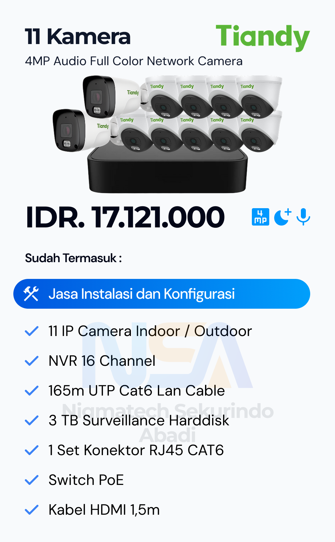 Paket CCTV Tiandy Audio Color