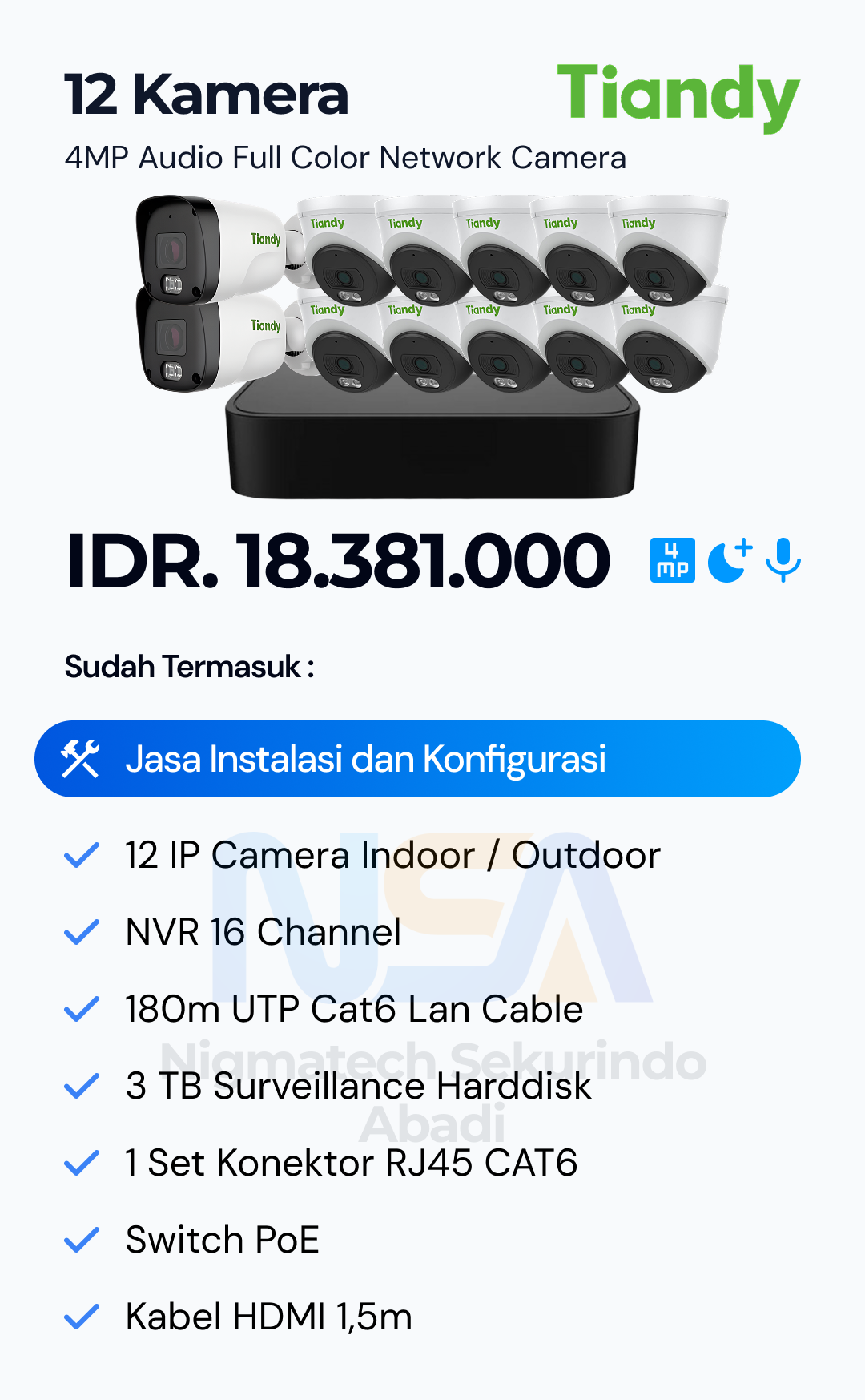 Paket CCTV Tiandy Audio Color