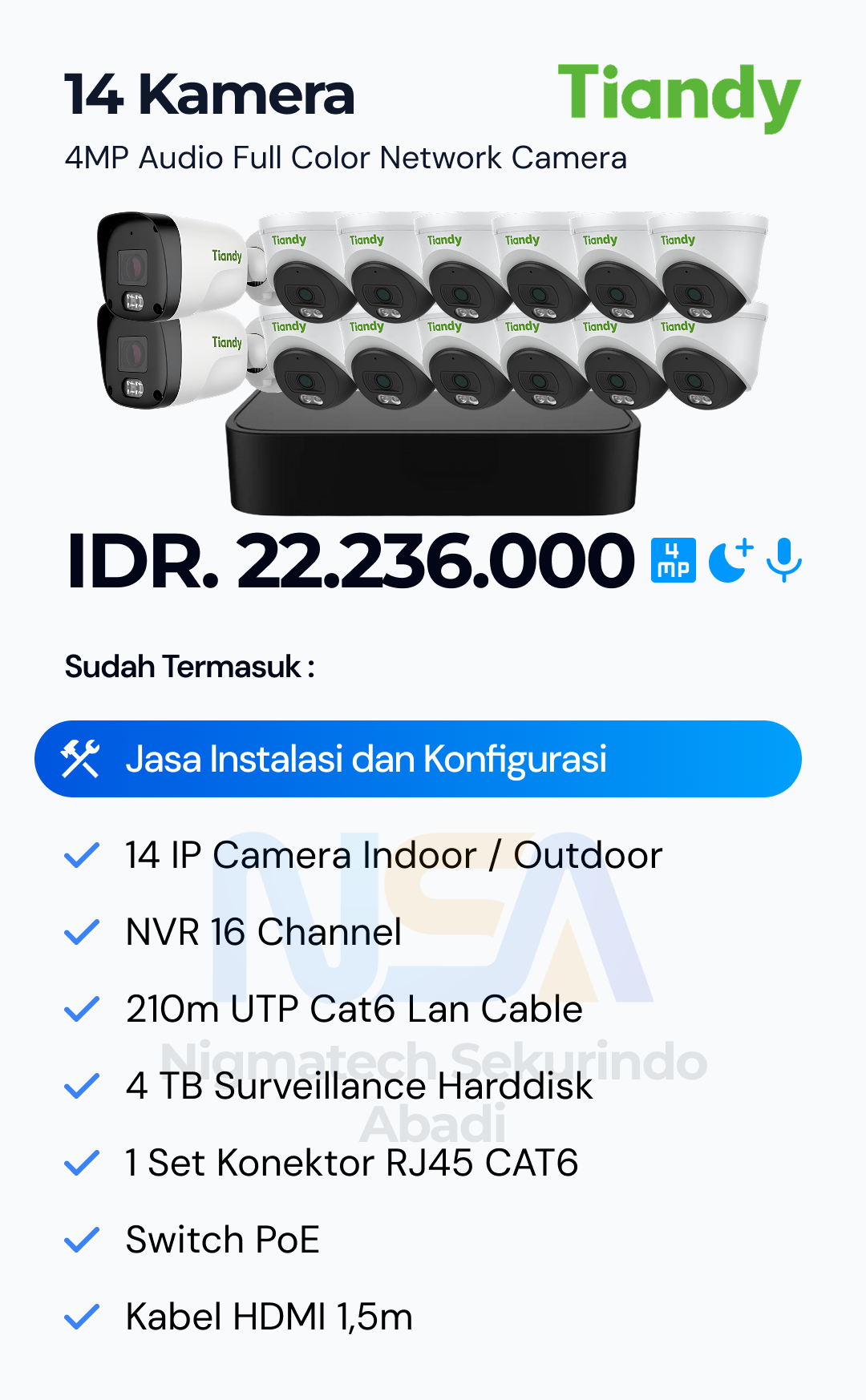 Paket CCTV Tiandy Audio Color