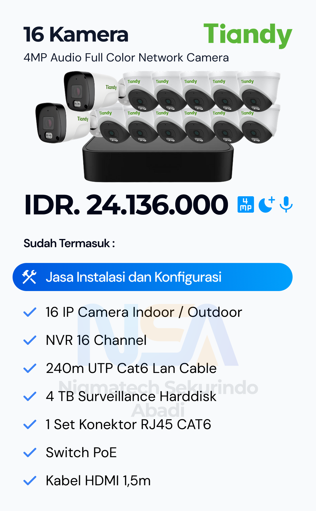 Paket CCTV Tiandy Audio Color
