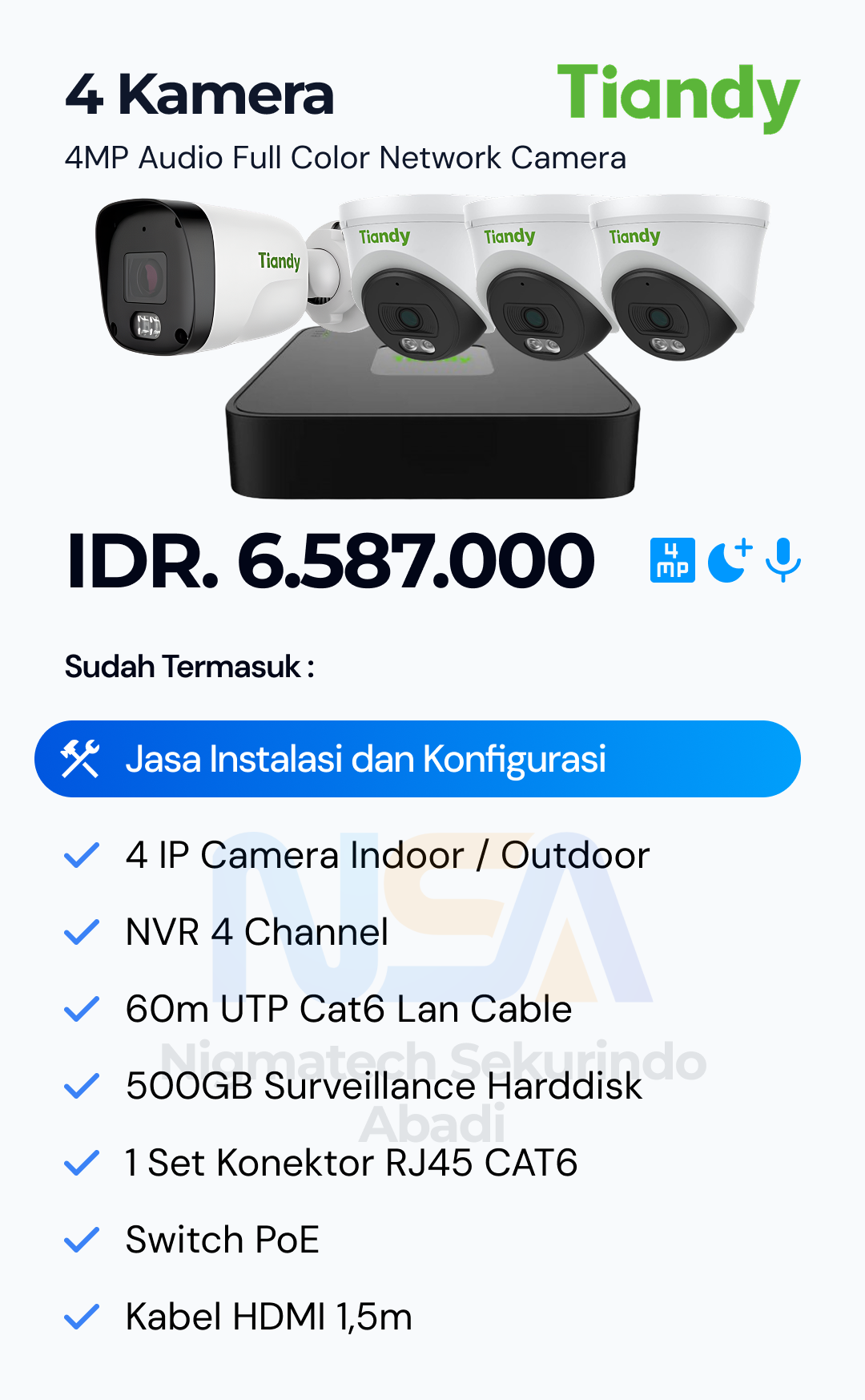Paket CCTV Tiandy Audio Color
