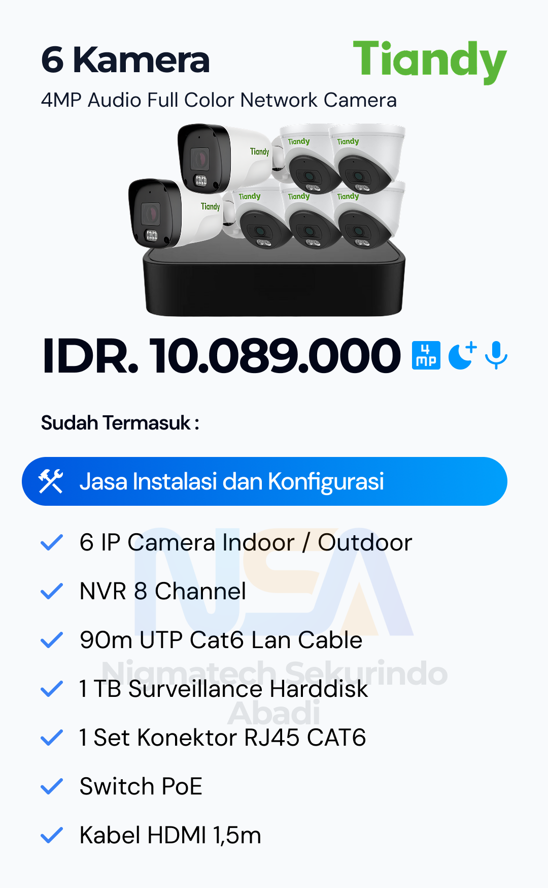 Paket CCTV Tiandy Audio Color