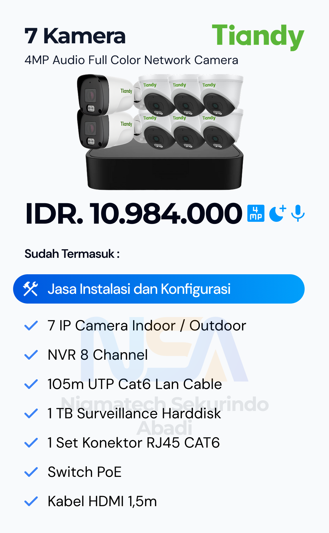 Paket CCTV Tiandy Audio Color
