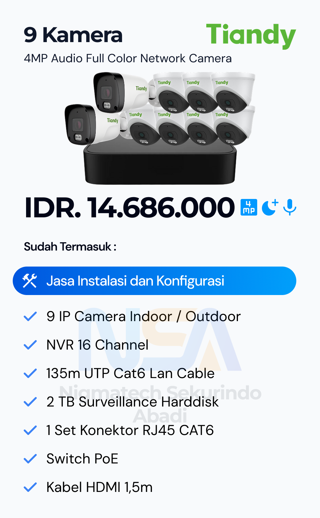 Paket CCTV Tiandy Audio Color