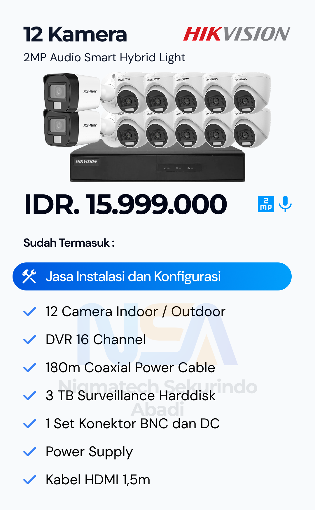Paket CCTV Hikvision 2 Kamera