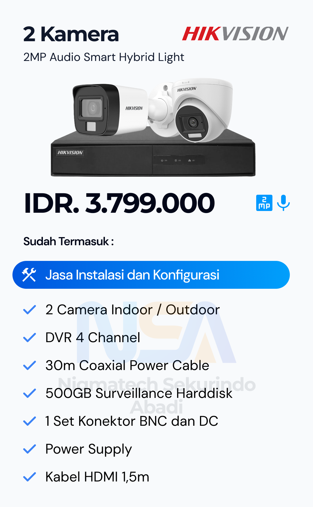Paket CCTV Hikvision 2 Kamera