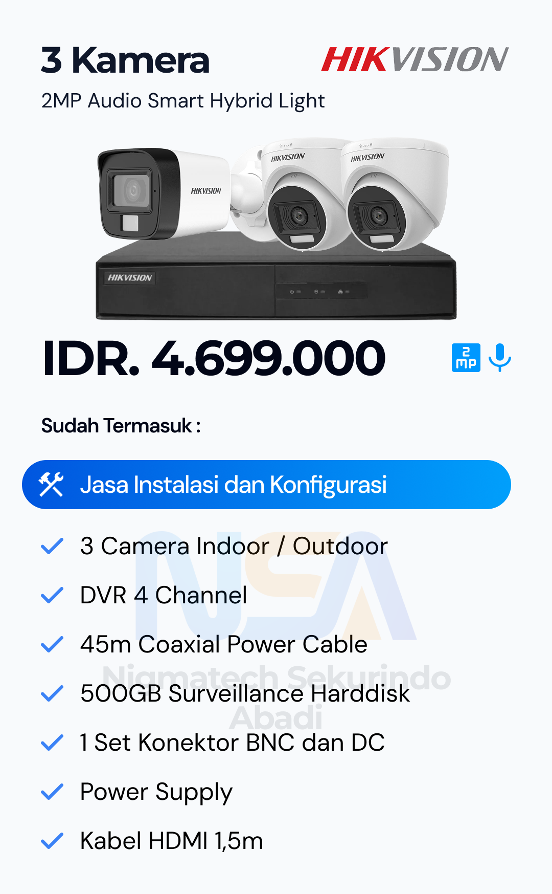 Paket CCTV Hikvision 2 Kamera