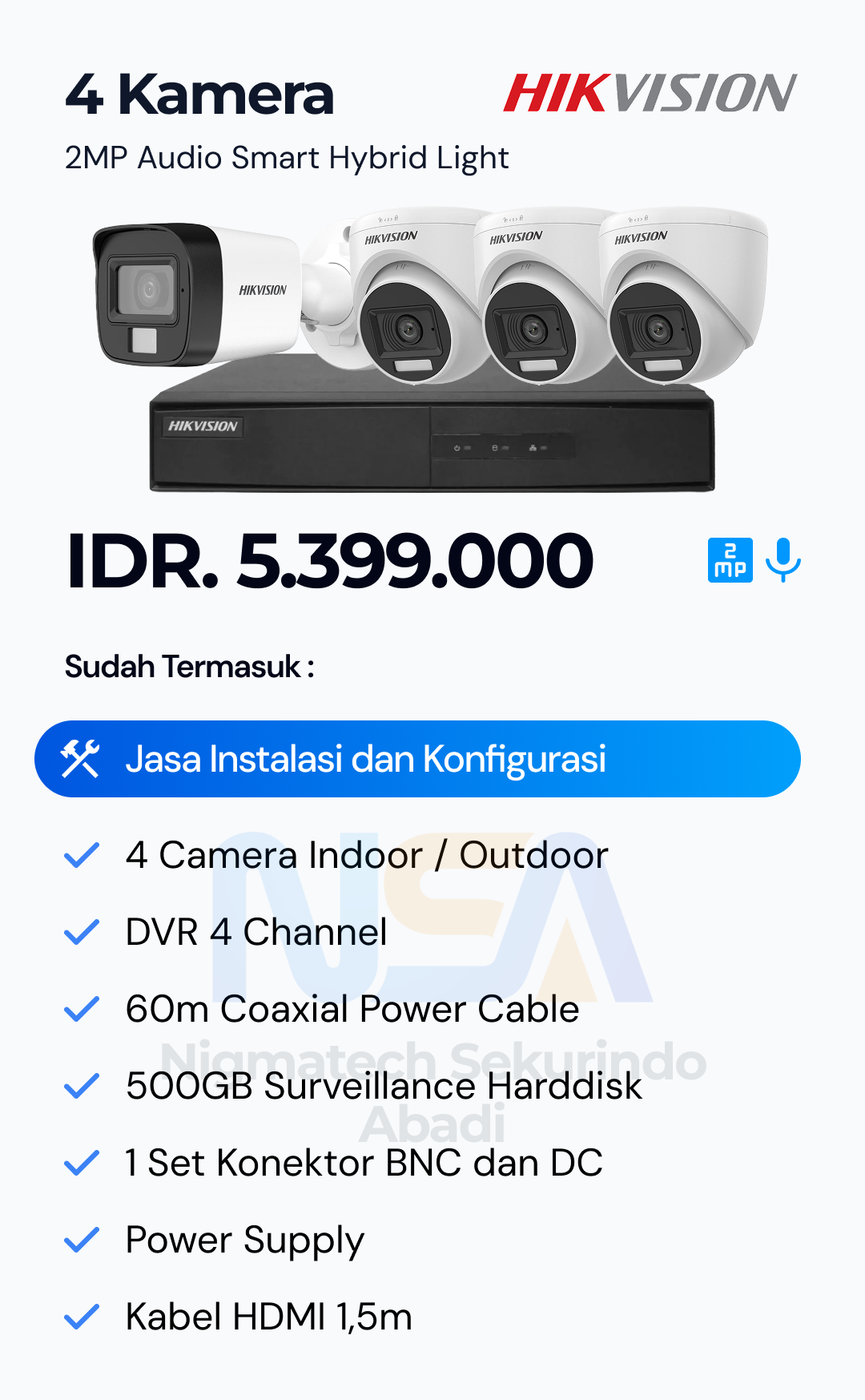 Paket CCTV Hikvision 2 Kamera