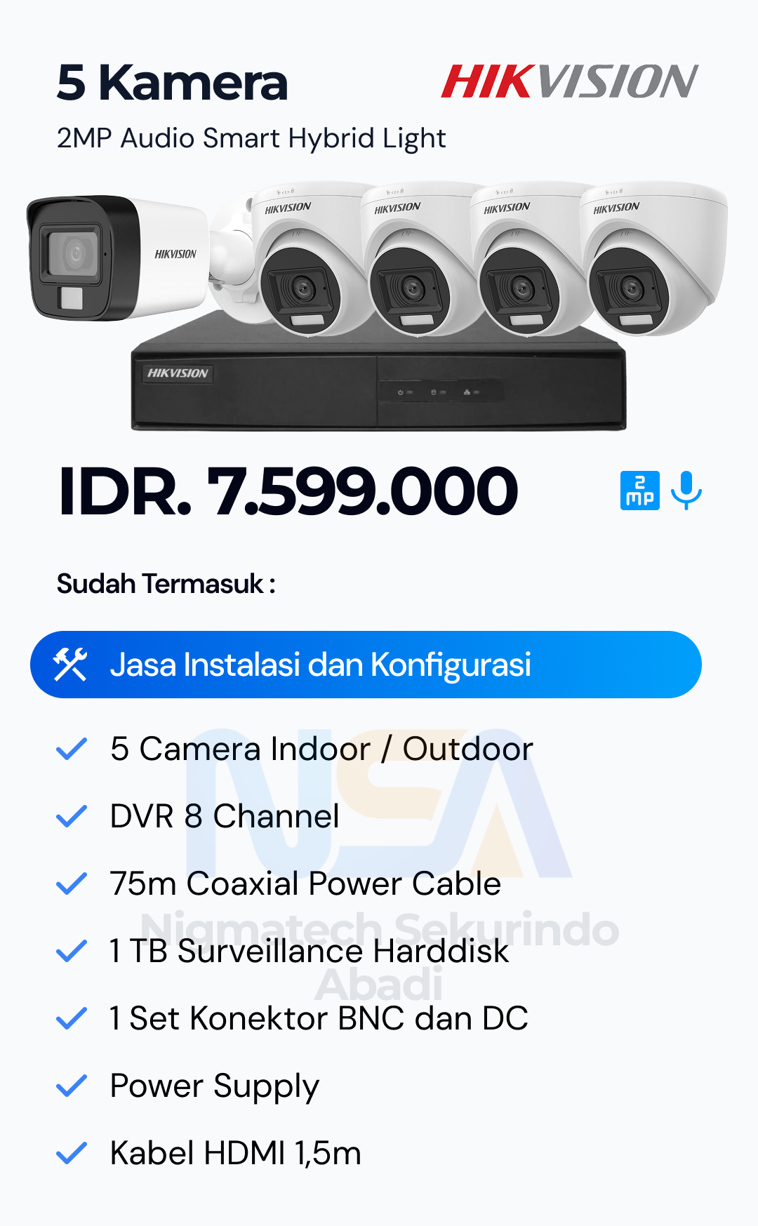 Paket CCTV Hikvision 2 Kamera