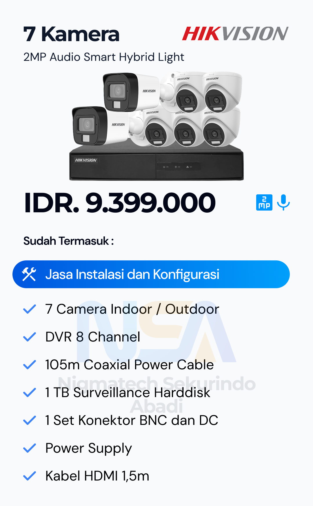 Paket CCTV Hikvision 2 Kamera