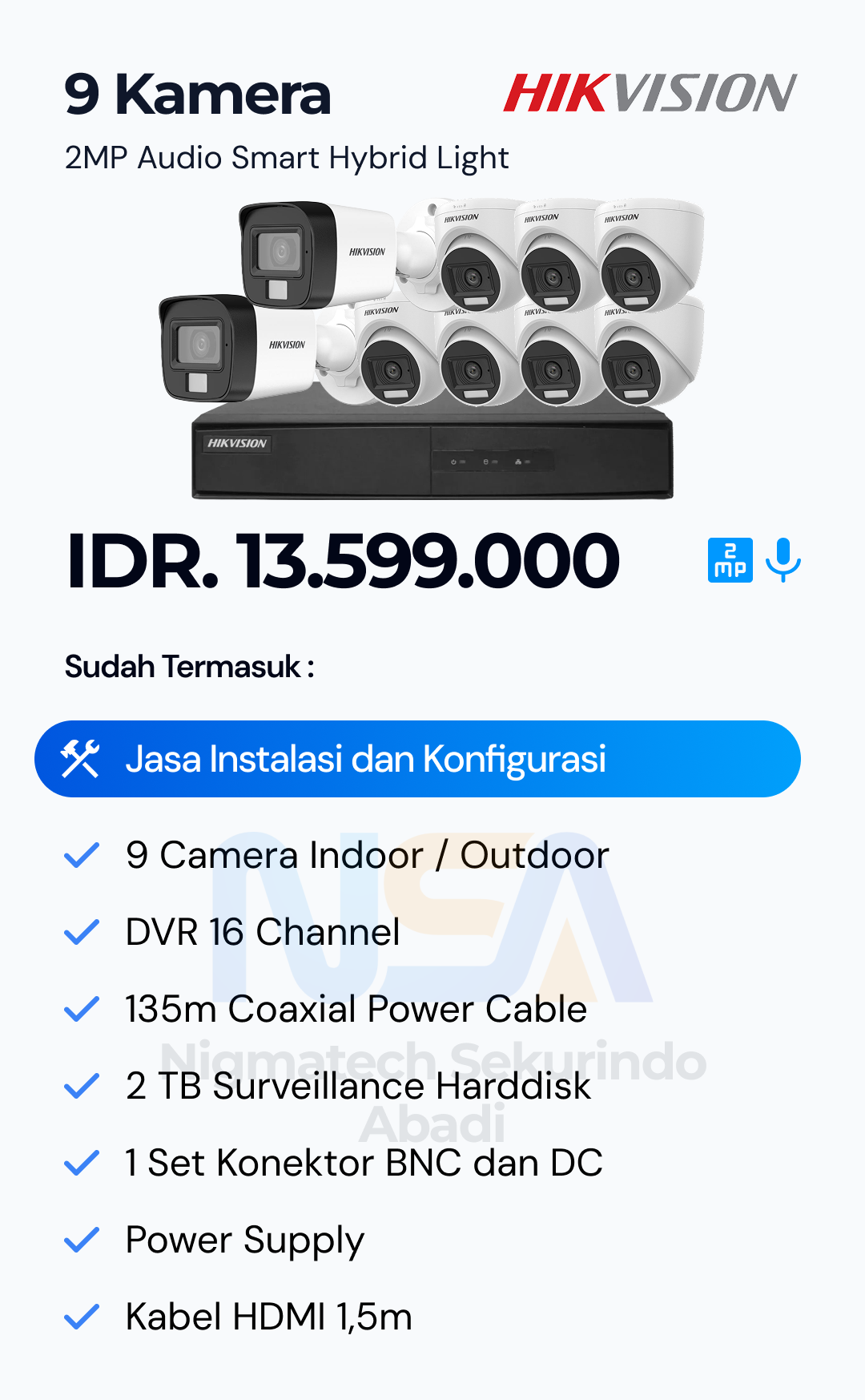 Paket CCTV Hikvision 2 Kamera