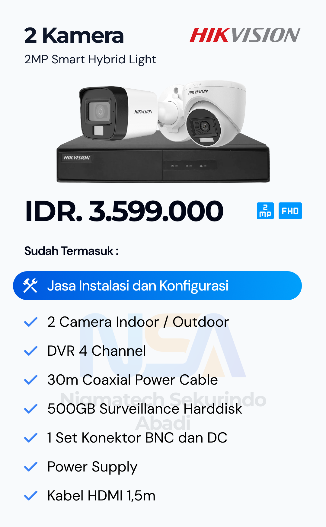 Paket CCTV Hikvision 2 Kamera