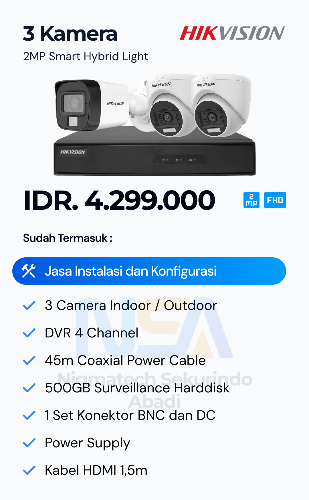 Paket CCTV Hikvision 2 Kamera