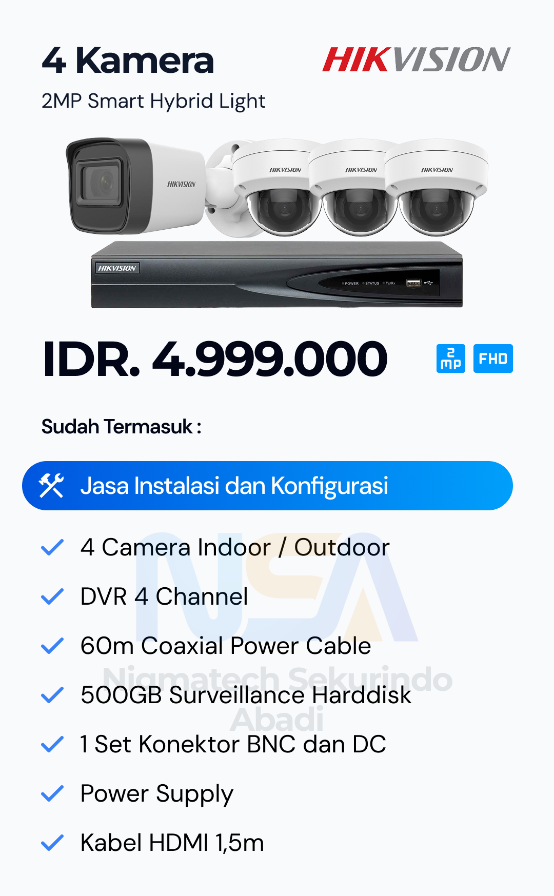 Paket CCTV Hikvision 2 Kamera