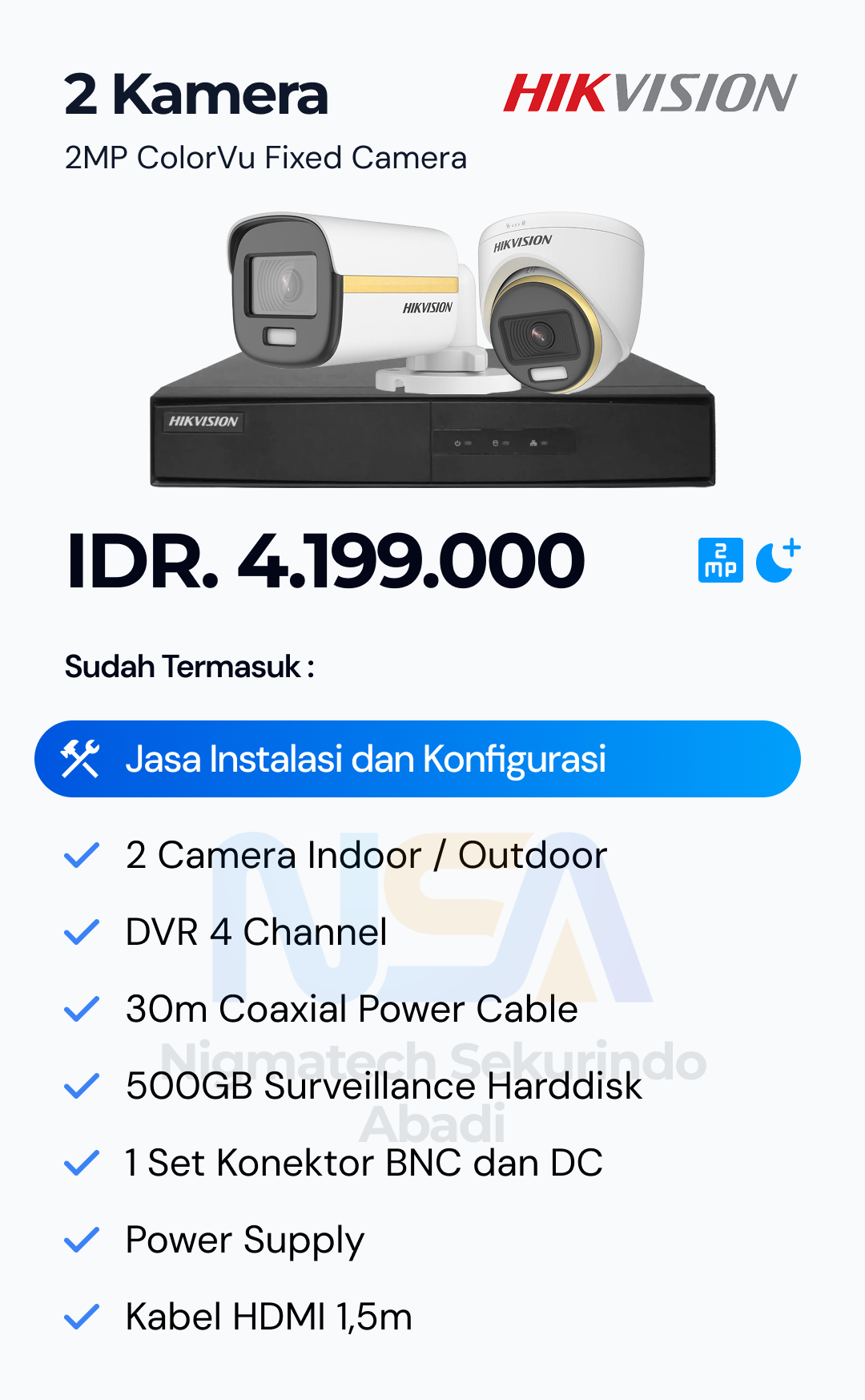 Paket CCTV Hikvision 2 Kamera