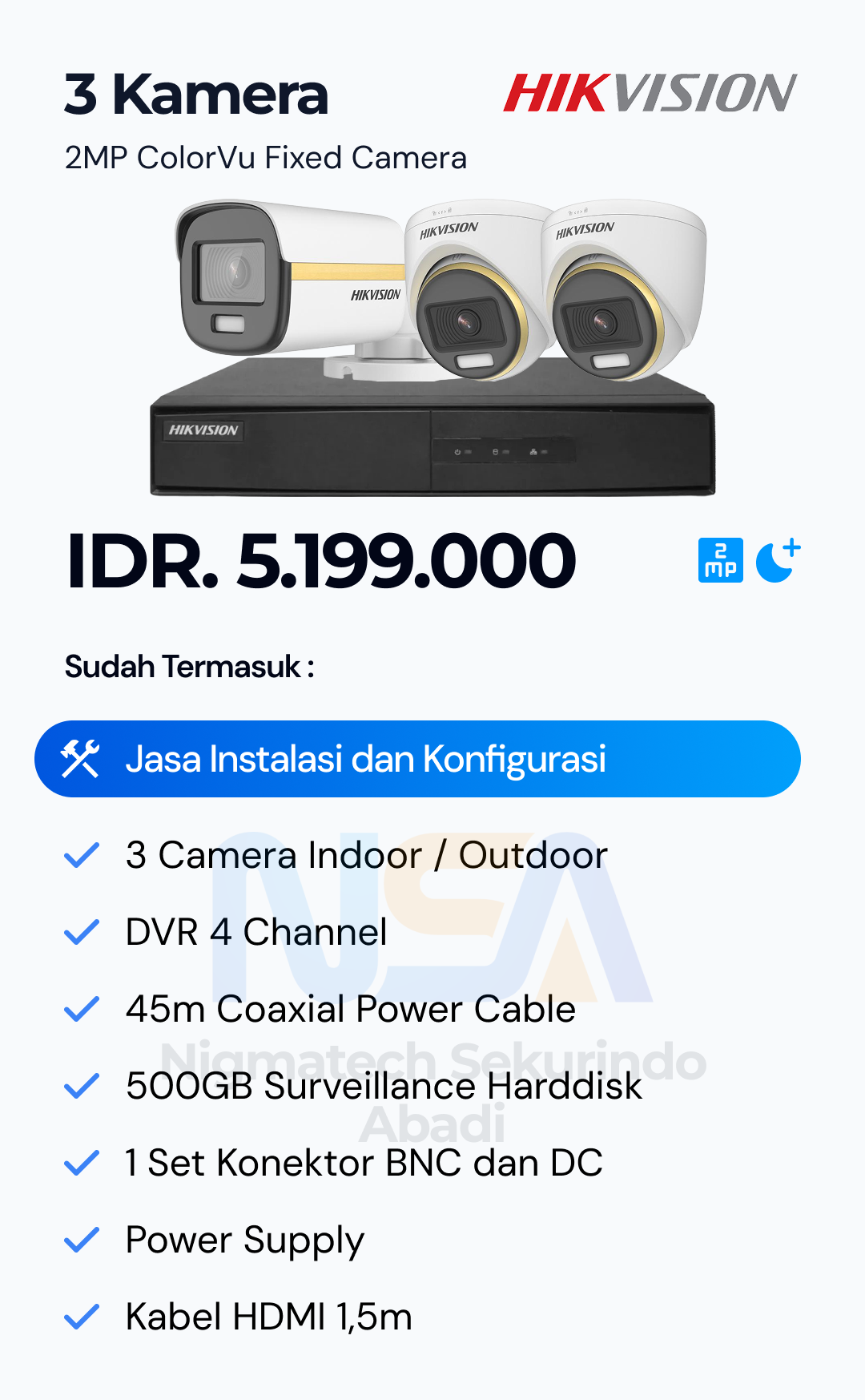 Paket CCTV Hikvision 2 Kamera