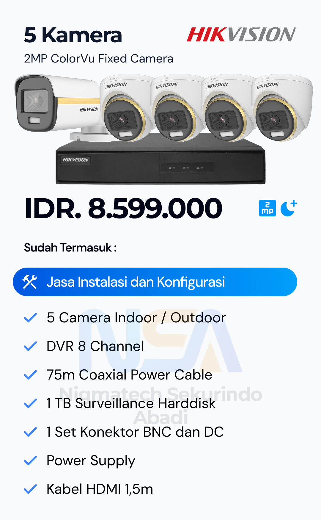 Paket CCTV Hikvision 2 Kamera