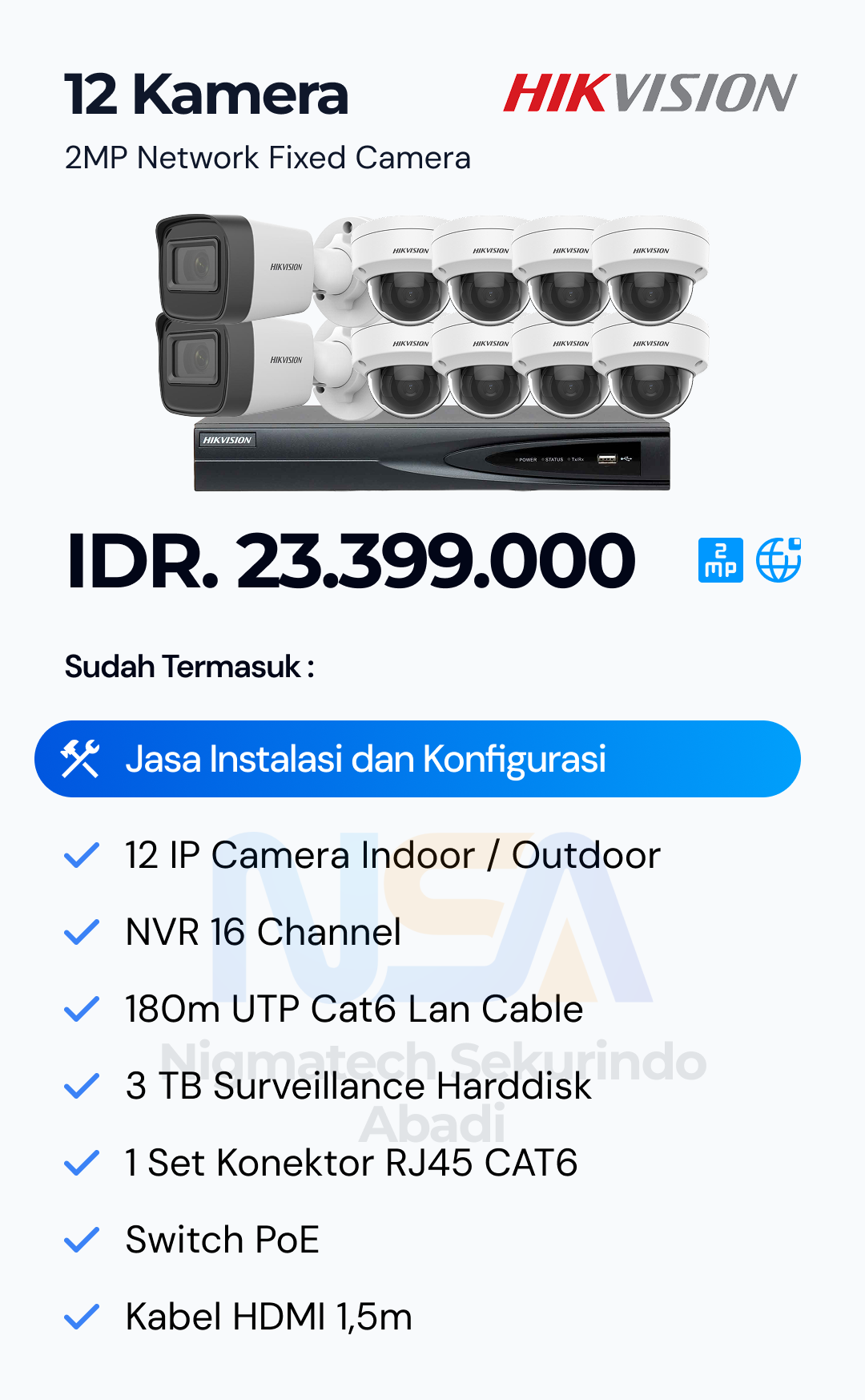 Paket CCTV Hikvision 2 Kamera