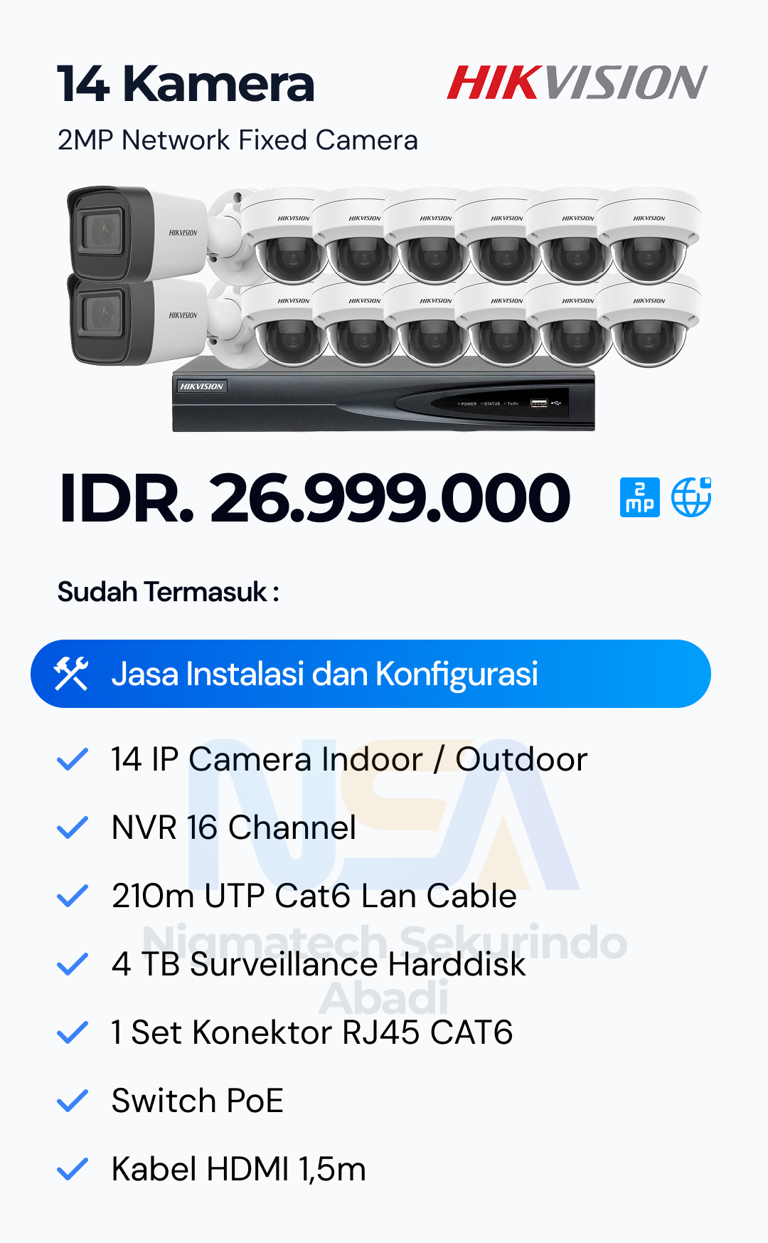 Paket CCTV Hikvision 2 Kamera