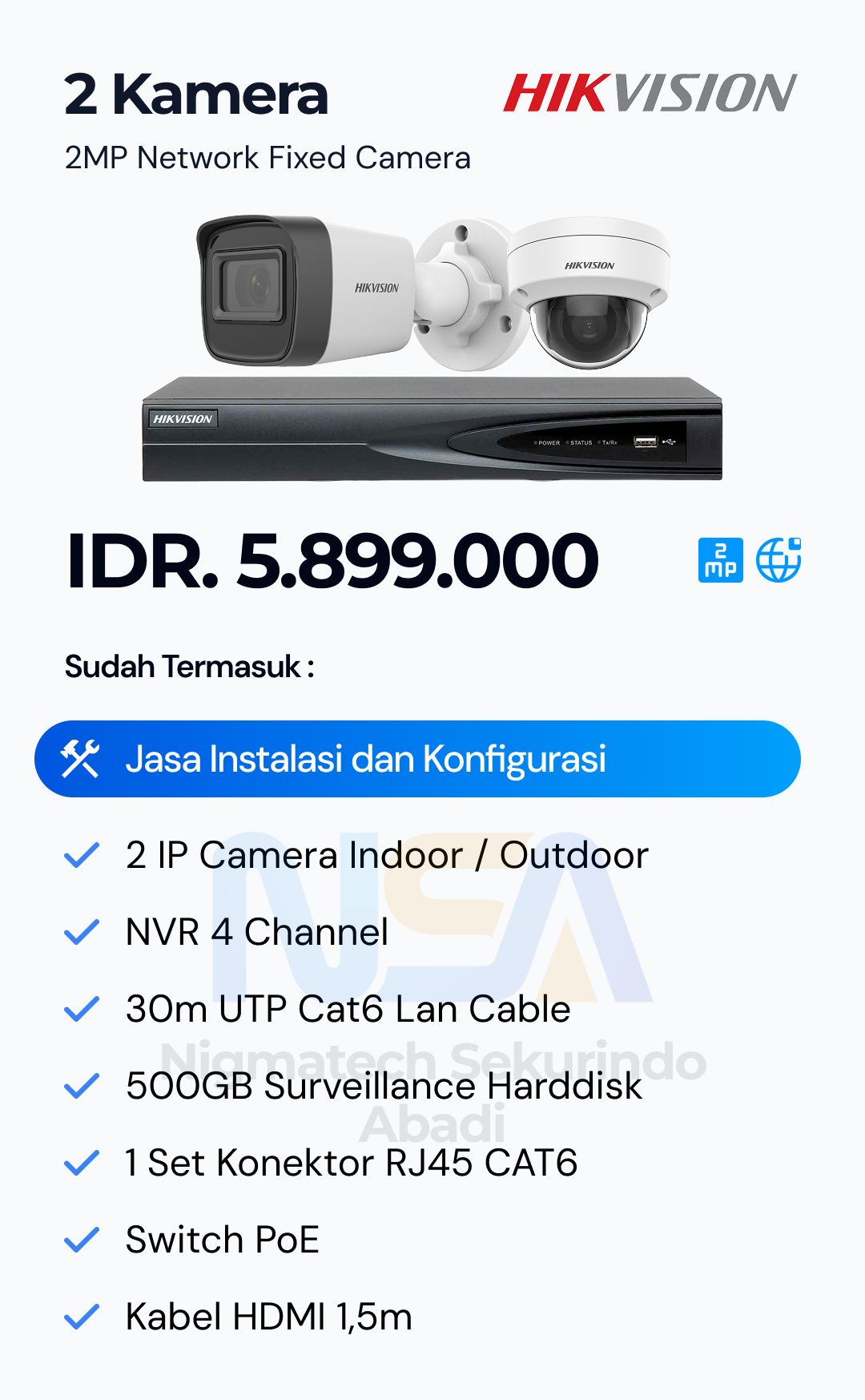 Paket CCTV Hikvision 2 Kamera