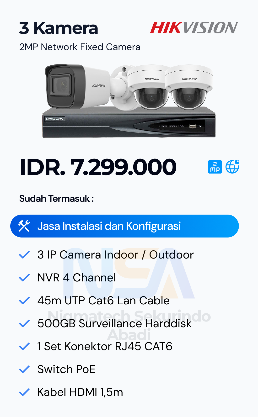 Paket CCTV Hikvision 2 Kamera
