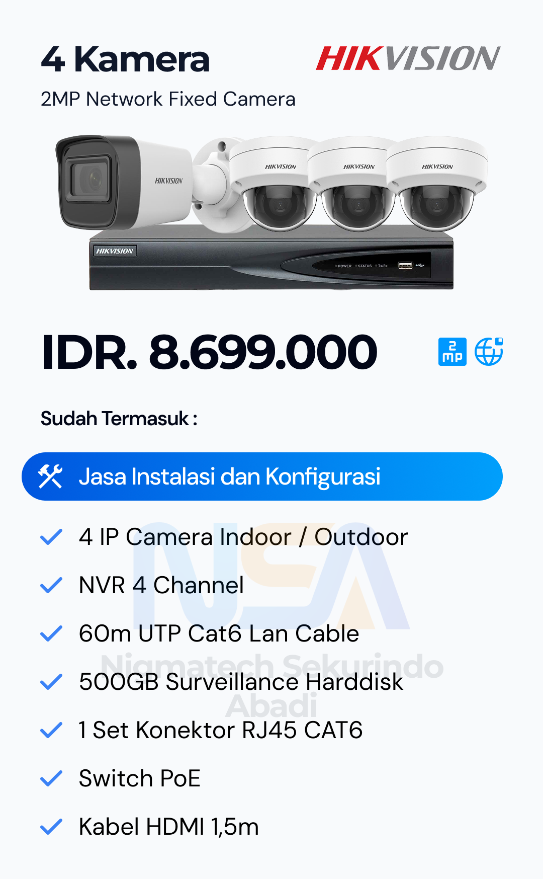 Paket CCTV Hikvision 2 Kamera