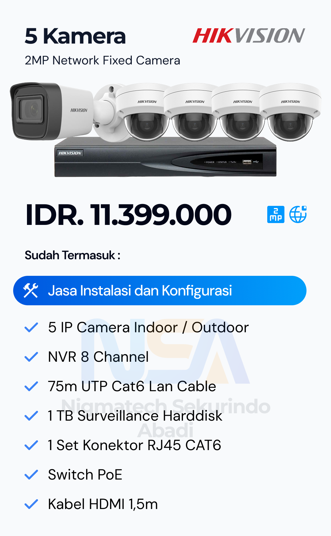 Paket CCTV Hikvision 2 Kamera