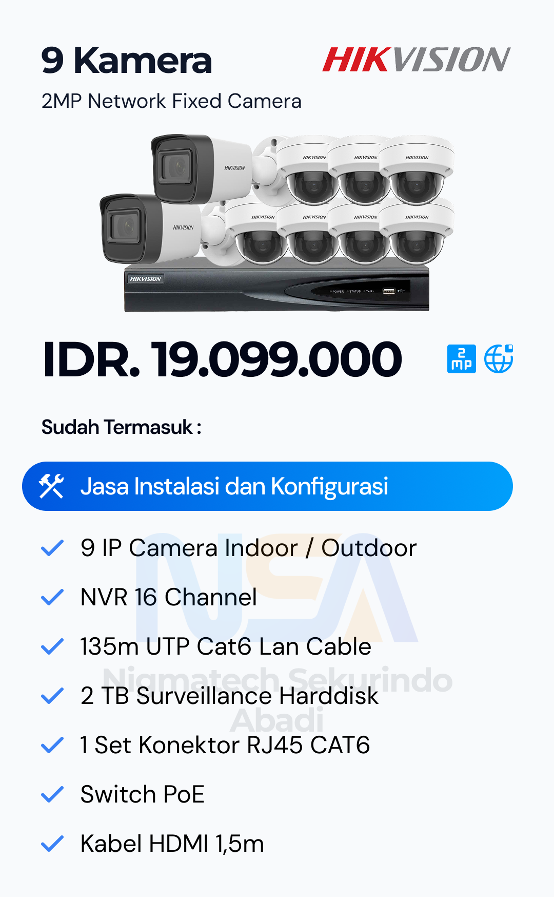 Paket CCTV Hikvision 2 Kamera